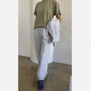 LE BON SHOPPE FRENCH TERRY BALLOON PANT - LIGHT GREY size SMALL